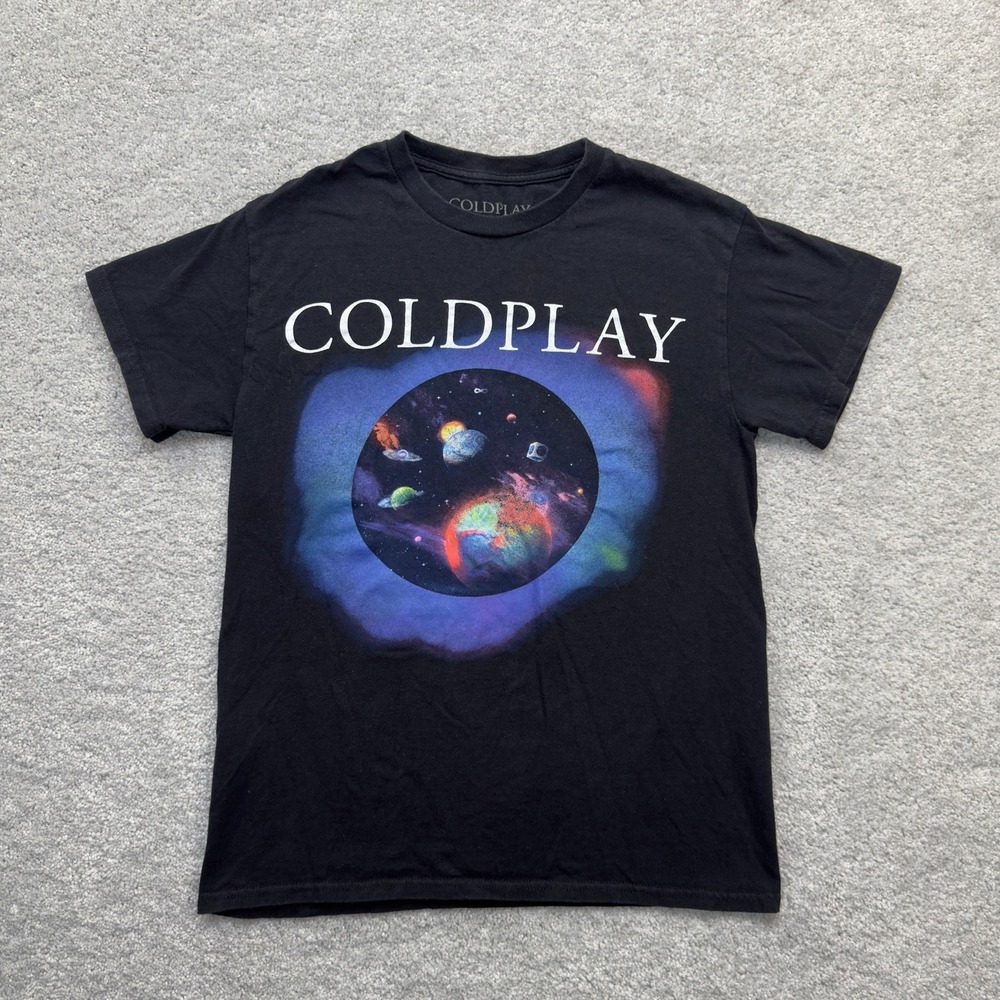 Coldplay Music of the Spheres World Tour 2022 Black T-Shirt Small Band Tee